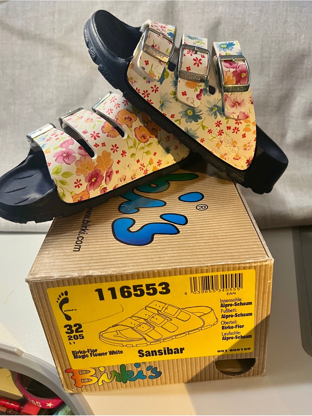 Birki's Kids Floral Triple-Strap Sandal~NWT Size 32